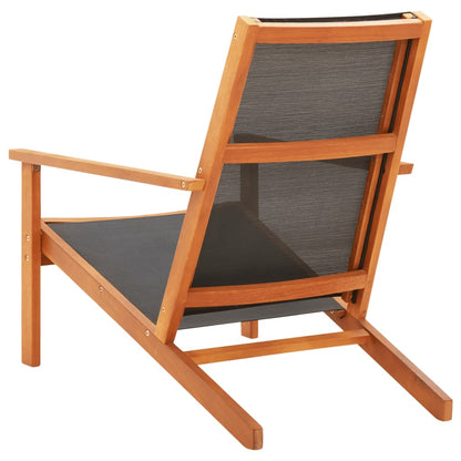 Garden Chair | Black and Natural Wood | Solid eucalyptus wood, Textilene