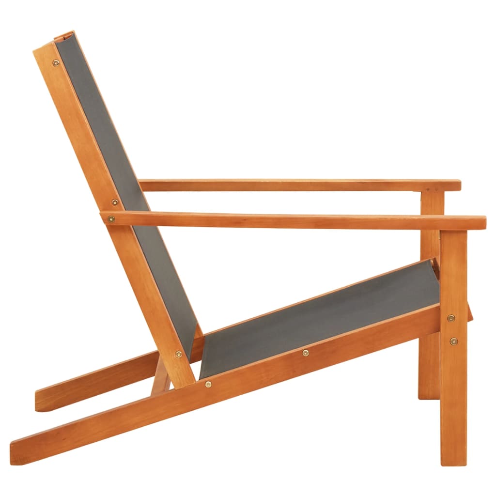 Garden Chair | Black and Natural Wood | Solid eucalyptus wood, Textilene