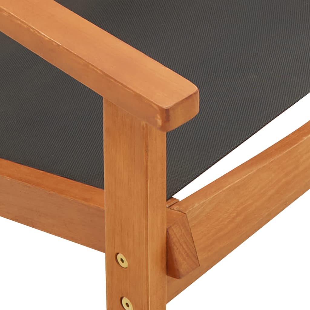 Garden Chair | Black and Natural Wood | Solid eucalyptus wood, Textilene
