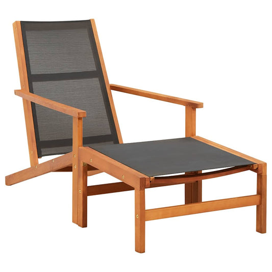 48700 vidaXL Garden Chair with Footrest Solid Eucalyptus Wood and Textilene