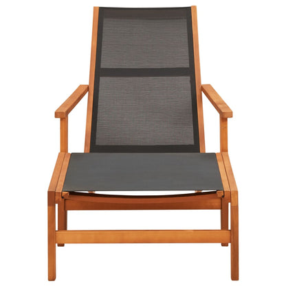 Garden Chair with Footrest Solid Eucalyptus Wood and Textilene