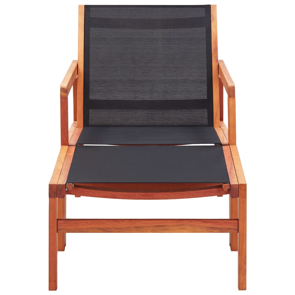 Garden Chair | Natural wood colour, Black | Solid eucalyptus wood