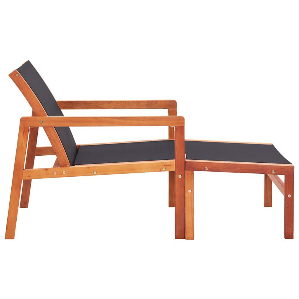 Garden Chair | Natural wood colour, Black | Solid eucalyptus wood
