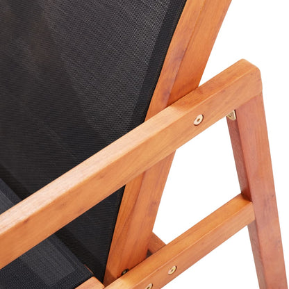 Garden Chair | Natural wood colour, Black | Solid eucalyptus wood
