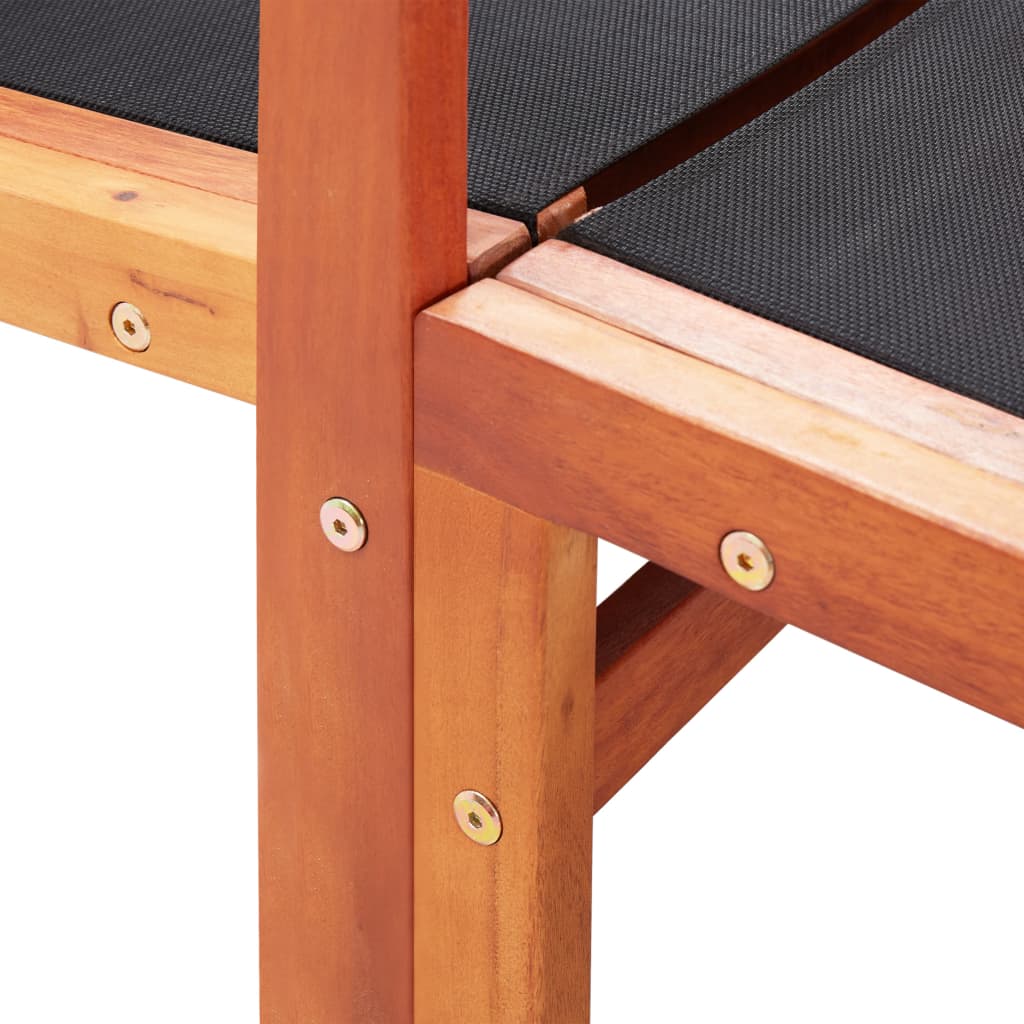 Garden Chair | Natural wood colour, Black | Solid eucalyptus wood