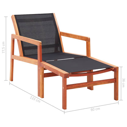 Garden Chair | Natural wood colour, Black | Solid eucalyptus wood