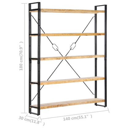 5-Tier Bookcase 140x30x180 cm Solid Mango Wood