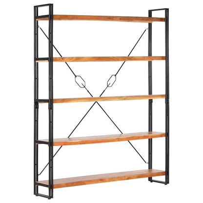 5-Tier Bookcase 140x30x180 cm Solid Acacia Wood