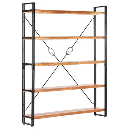 5-Tier Bookcase 140x30x180 cm Solid Acacia Wood