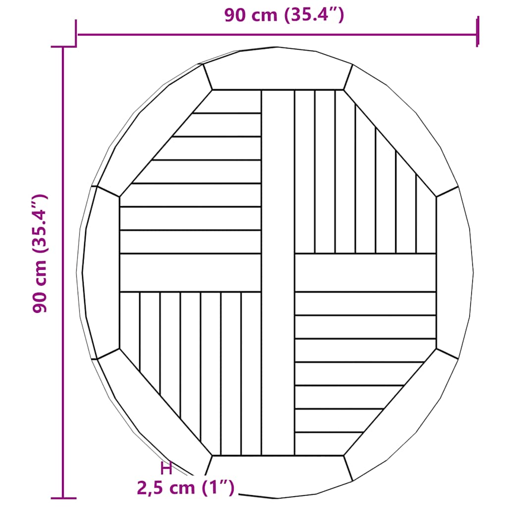 Tabletop | Natural Teak | Solid teak wood | 90 cm diameter | Durable