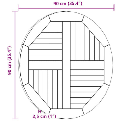 Tabletop | Natural Teak | Solid teak wood | 90 cm diameter | Durable