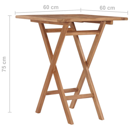 Folding Garden Table 60x60x75 cm Solid Teak Wood