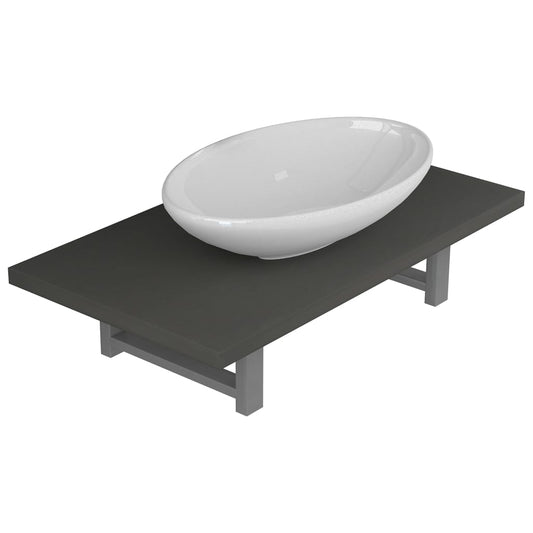Bathroom Furniture Set | Grey, White | Engineered wood, Ceramic | Medium