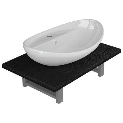Bathroom Furniture Set | Black and White | Engineered wood, Ceramic