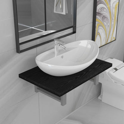 Bathroom Furniture Set | Black and White | Engineered wood, Ceramic