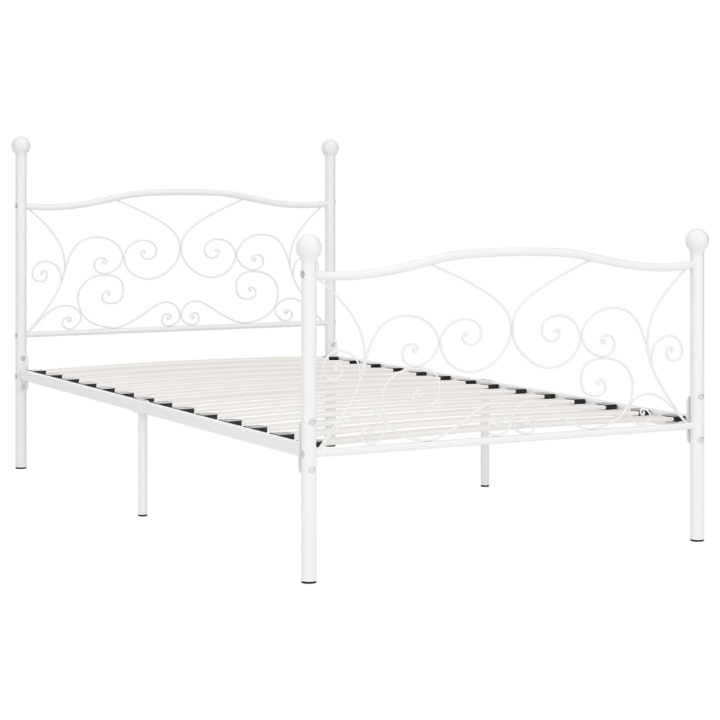 Bed Frame | White | Metal, Plywood | Single |  Modern  | Bed Frame