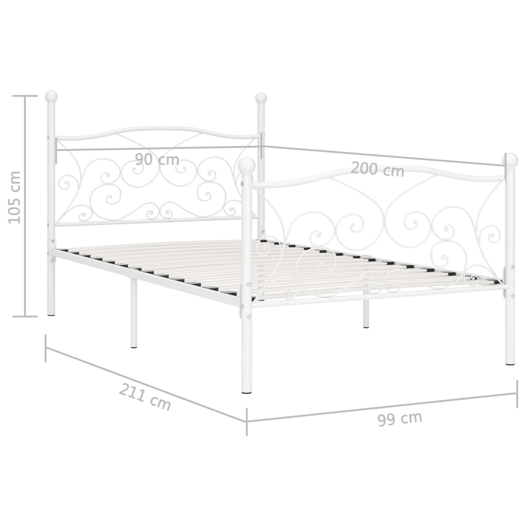 Bed Frame | White | Metal, Plywood | Single |  Modern  | Bed Frame