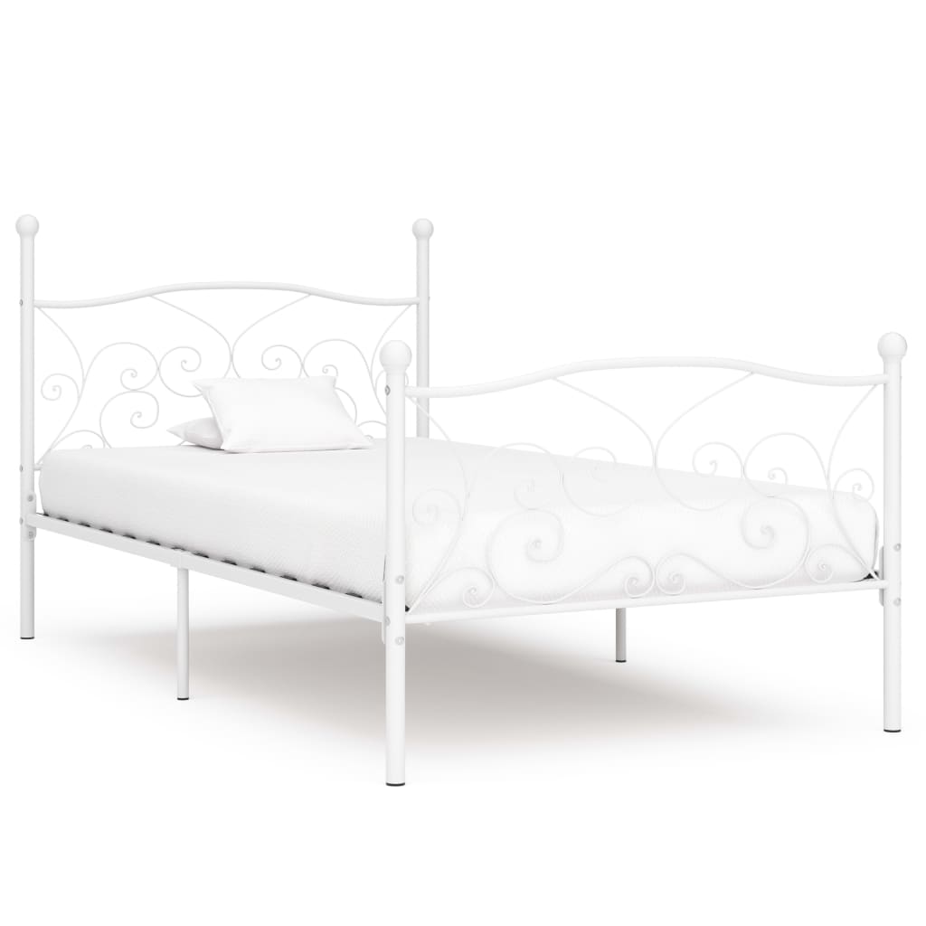 Bed Frame | White | Metal, Plywood | Single | Durable | Bed Frame