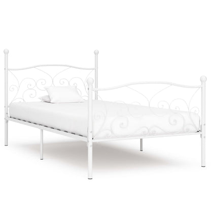 Bed Frame | White | Metal, Plywood | Single | Durable | Bed Frame