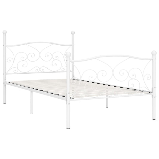 Bed Frame | White | Metal, Plywood | Single | Durable | Bed Frame