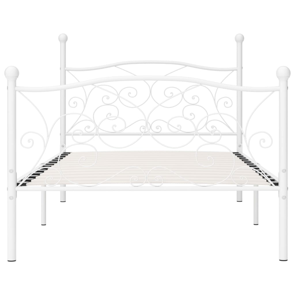 Bed Frame | White | Metal, Plywood | Single | Durable | Bed Frame