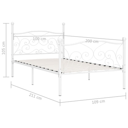 Bed Frame | White | Metal, Plywood | Single | Durable | Bed Frame
