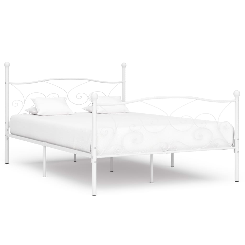 Bed Frame without Mattress with Slatted Base White Metal 140x200 cm