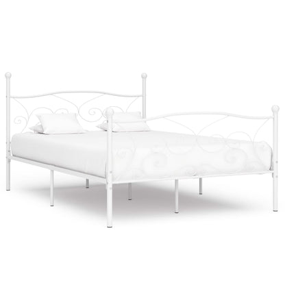 Bed Frame without Mattress with Slatted Base White Metal 140x200 cm
