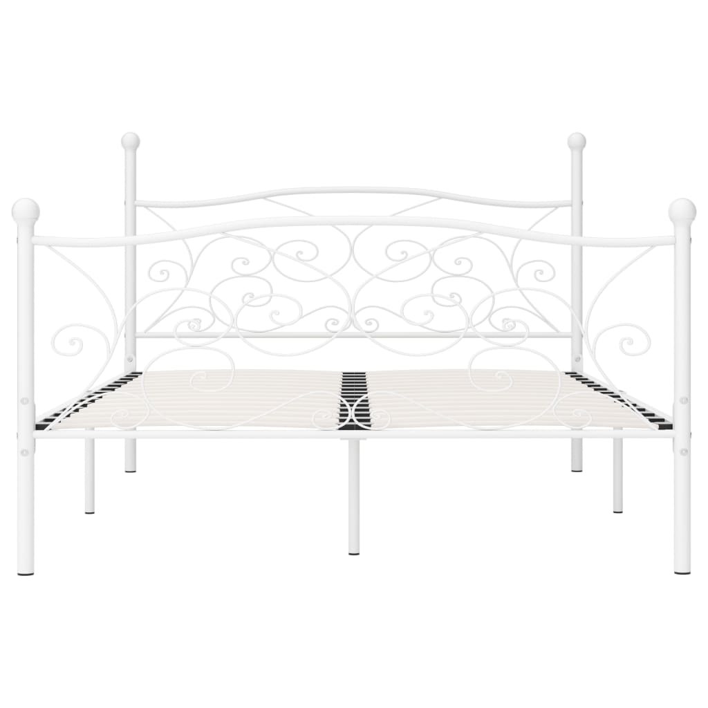 Bed Frame without Mattress with Slatted Base White Metal 160x200 cm