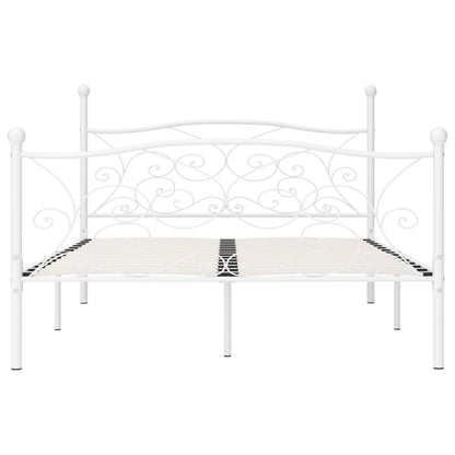 Bed Frame without Mattress with Slatted Base White Metal 160x200 cm
