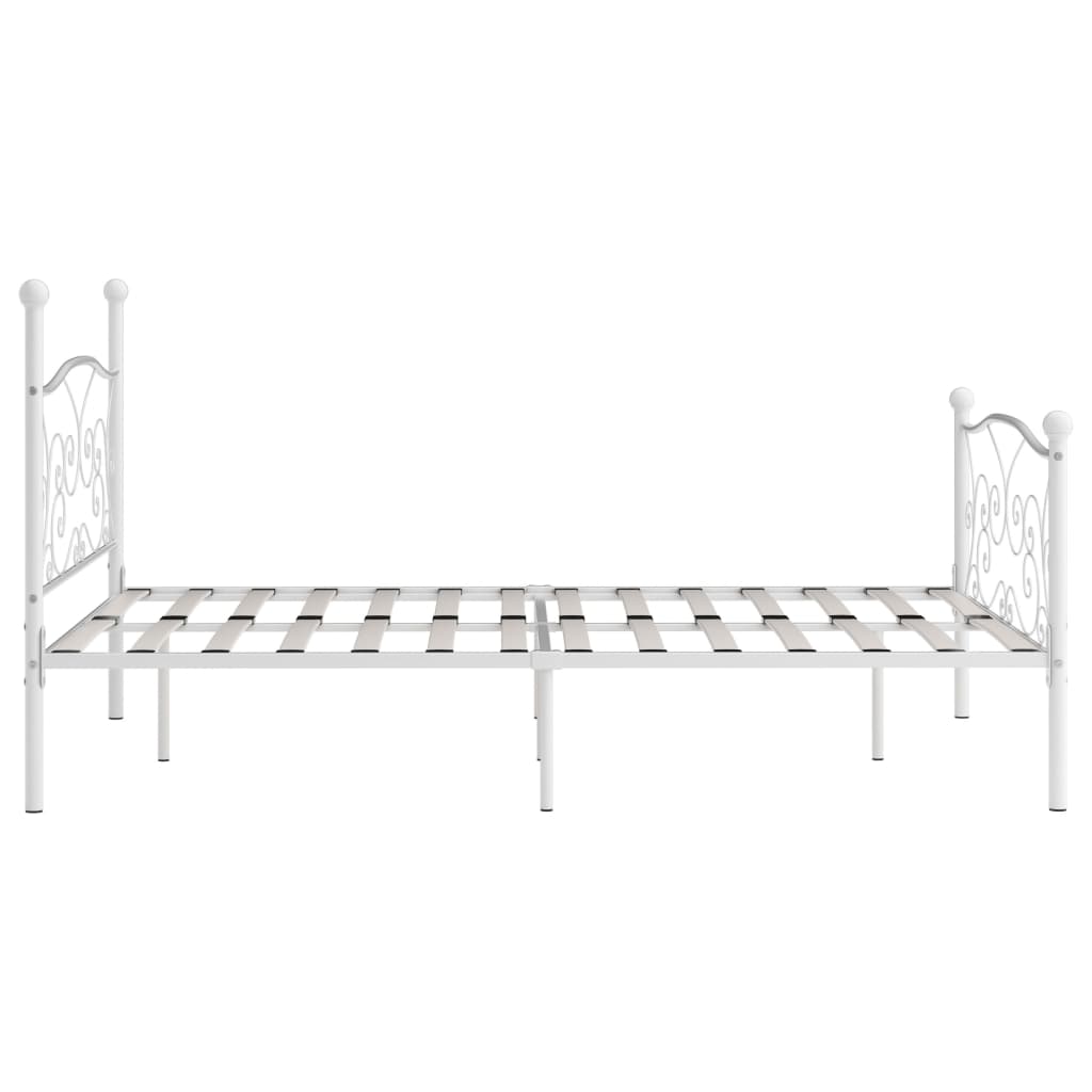 Bed Frame without Mattress with Slatted Base White Metal 160x200 cm