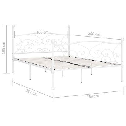 Bed Frame without Mattress with Slatted Base White Metal 160x200 cm