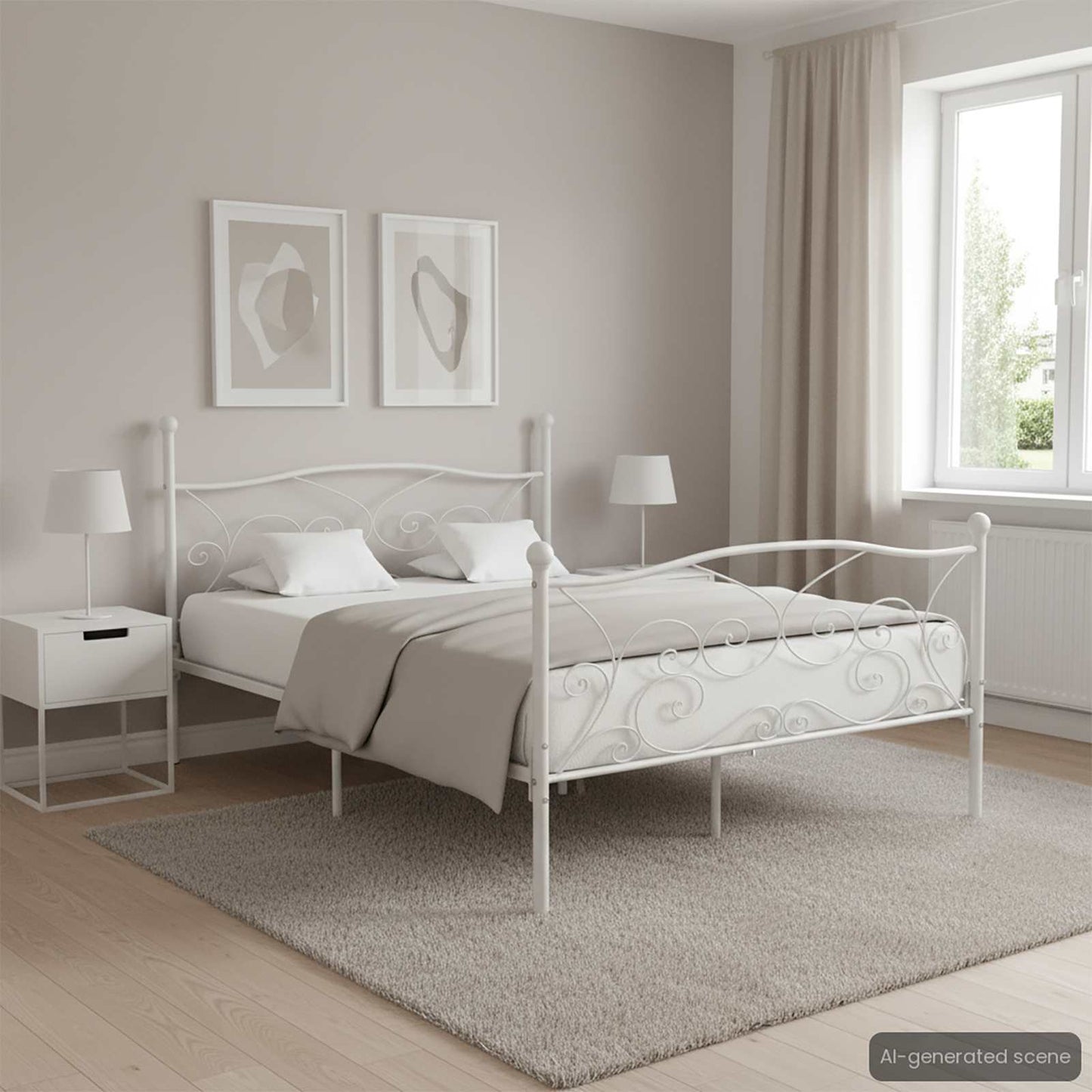 Bed Frame without Mattress with Slatted Base White Metal 180x200 cm