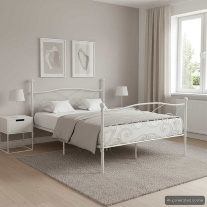 Bed Frame without Mattress with Slatted Base White Metal 180x200 cm