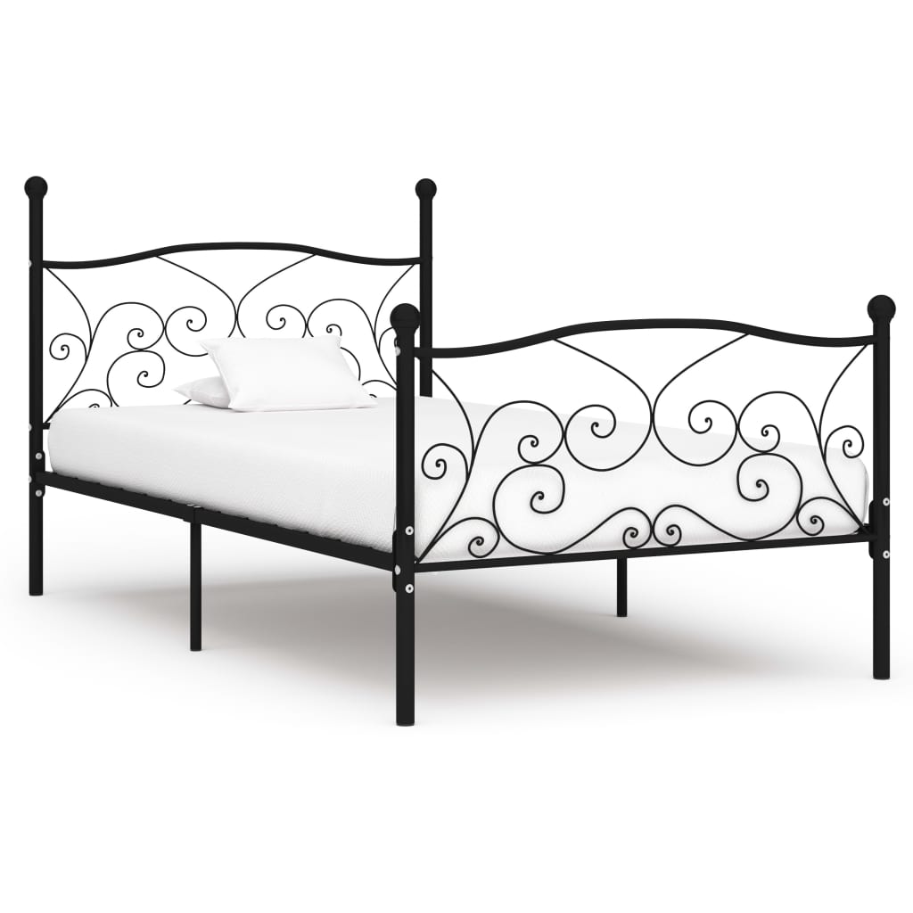 Bed Frame | Black | Metal, Plywood | 100x200 cm | Classic/Traditional