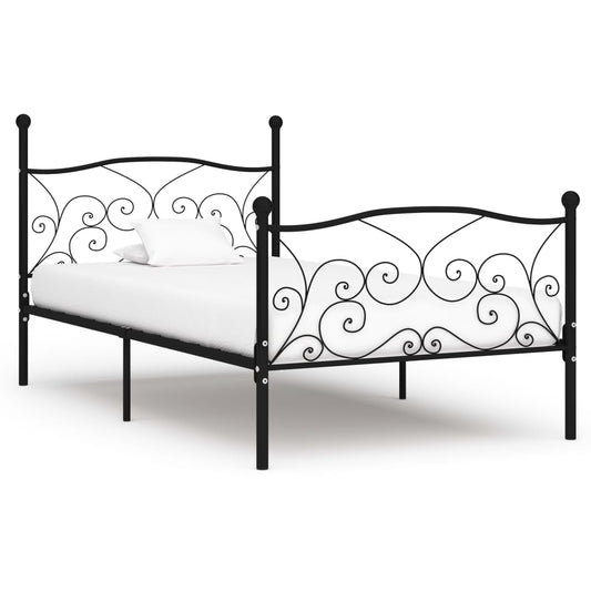 Bed Frame | Black | Metal, Plywood | 100x200 cm | Classic/Traditional