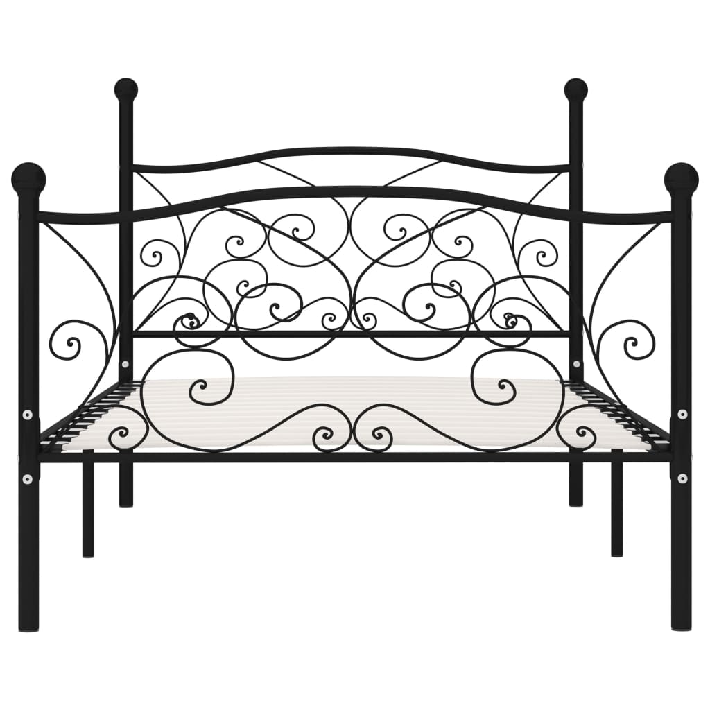 Bed Frame | Black | Metal, Plywood | 100x200 cm | Classic/Traditional