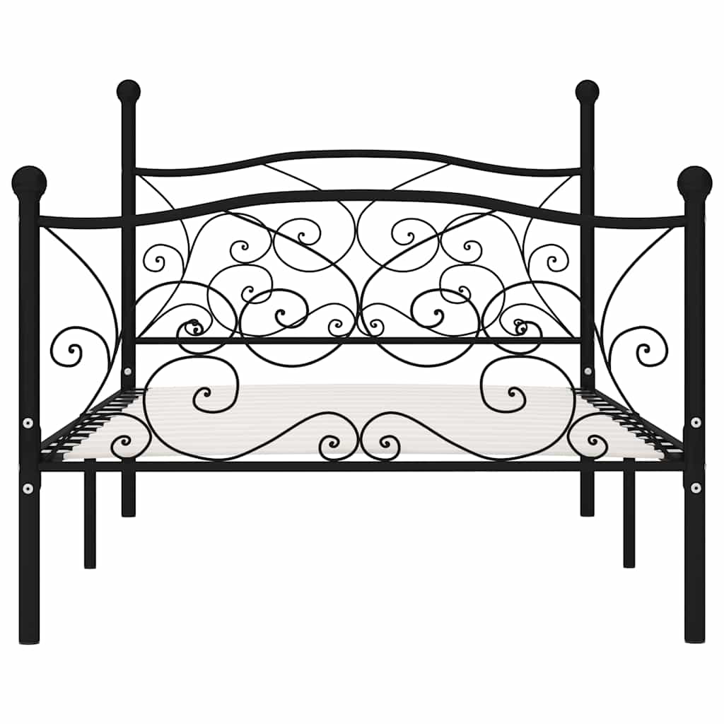 Bed Frame without Mattress with Slatted Base Black Metal 100x200 cm