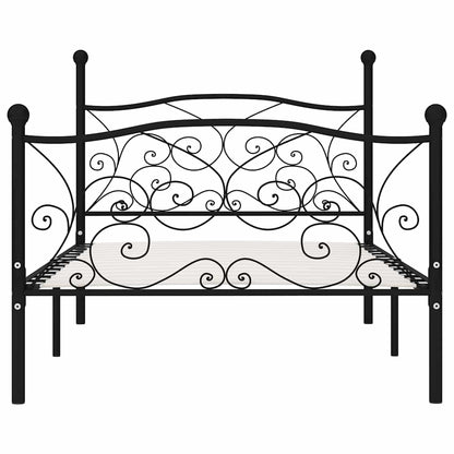 Bed Frame without Mattress with Slatted Base Black Metal 100x200 cm