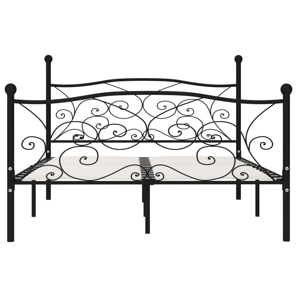 Bed Frame | Black | Metal, Plywood | Double | Modern | Bed Frame