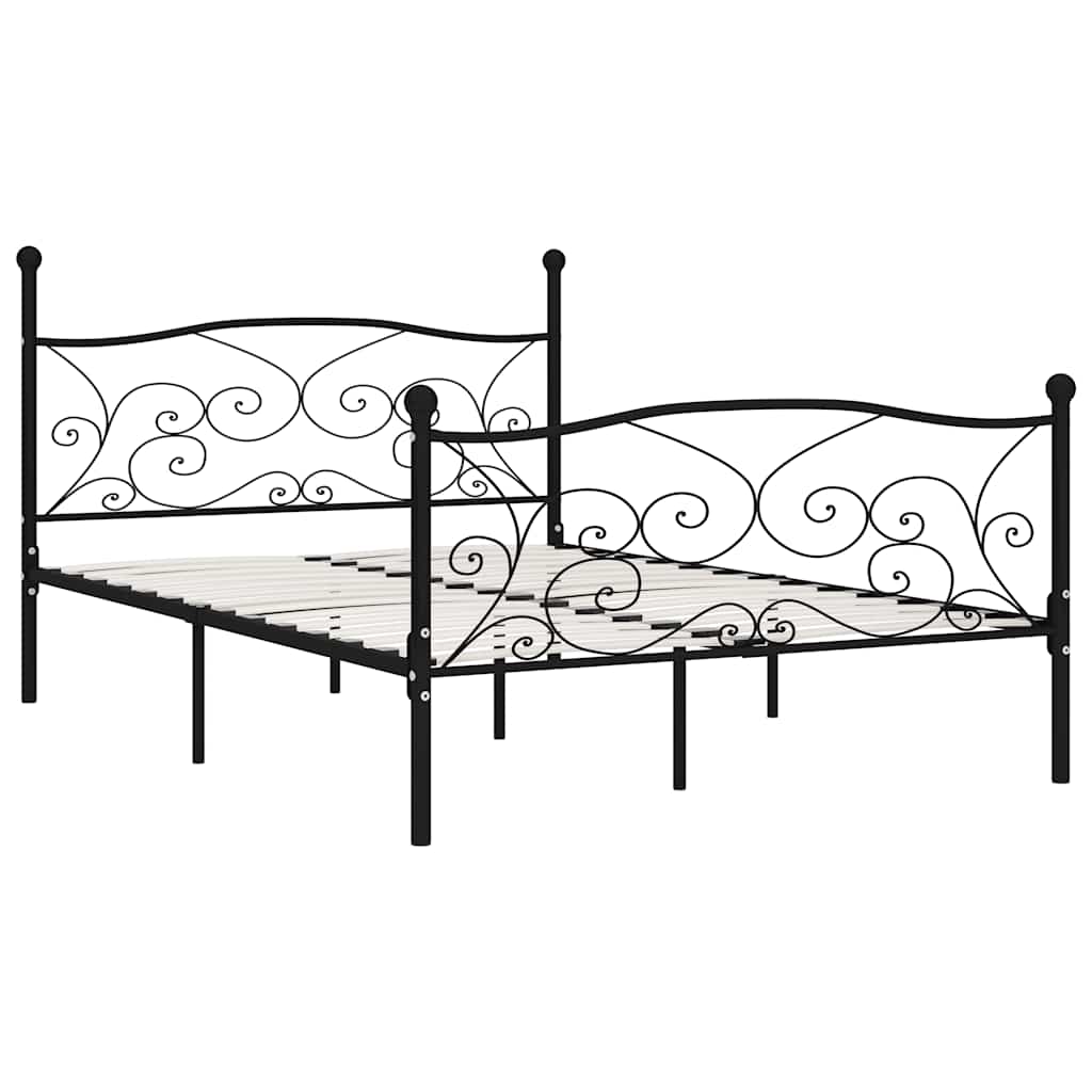 Bed Frame without Mattress with Slatted Base Black Metal 140x200 cm