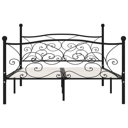 Bed Frame without Mattress with Slatted Base Black Metal 140x200 cm