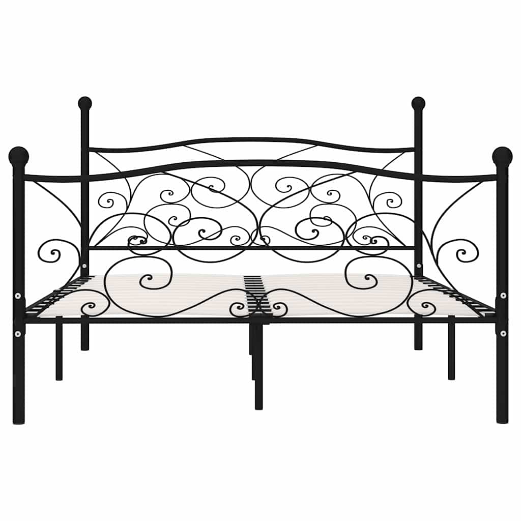 Bed Frame without Mattress with Slatted Base Black Metal 140x200 cm