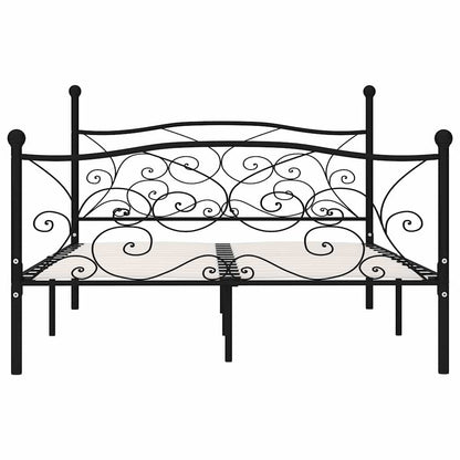 Bed Frame without Mattress with Slatted Base Black Metal 140x200 cm