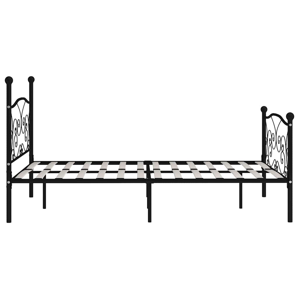 Bed Frame without Mattress with Slatted Base Black Metal 140x200 cm