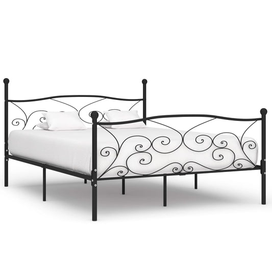 Bed Frame | Black | Metal, Plywood | Double |  Simple  | Bed Frame