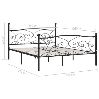 Bed Frame | Black | Metal, Plywood | Double |  Simple  | Bed Frame