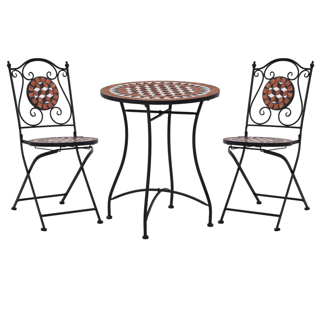 Mosaic Bistro Set | Terracotta | Powder-coated iron, ceramic tile