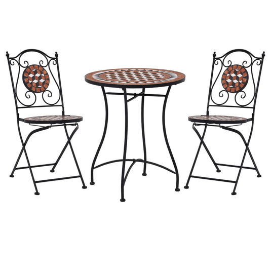 Mosaic Bistro Set | Terracotta | Powder-coated iron, ceramic tile