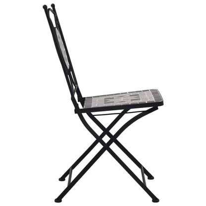 Mosaic Bistro Set | Grey and Black | Powder-coated iron and ceramic